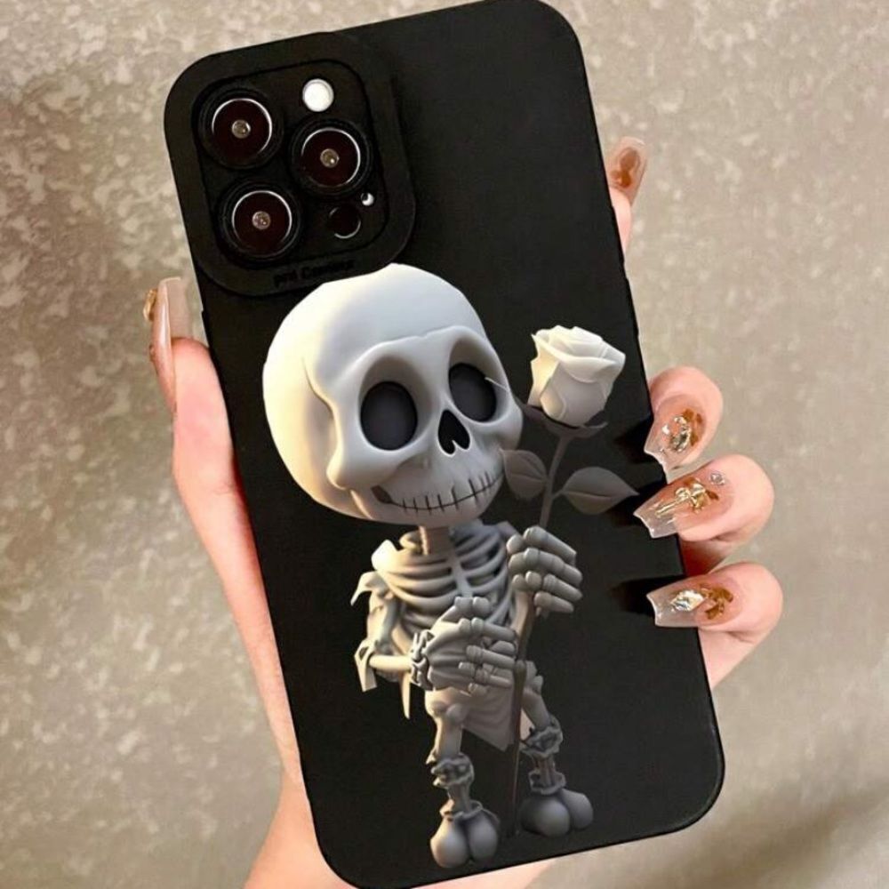 3for$20 NEW Black Alien & White Rose Pattern Shockproof Case iphone 15 pro max